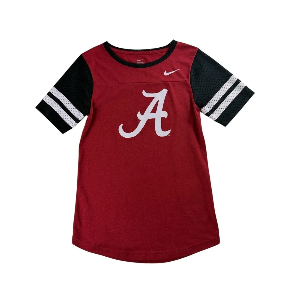 Nike Alabama Crimson Tide Kids XS Red Black Mesh Sleeve Jersey T-Shirt SU16HAB